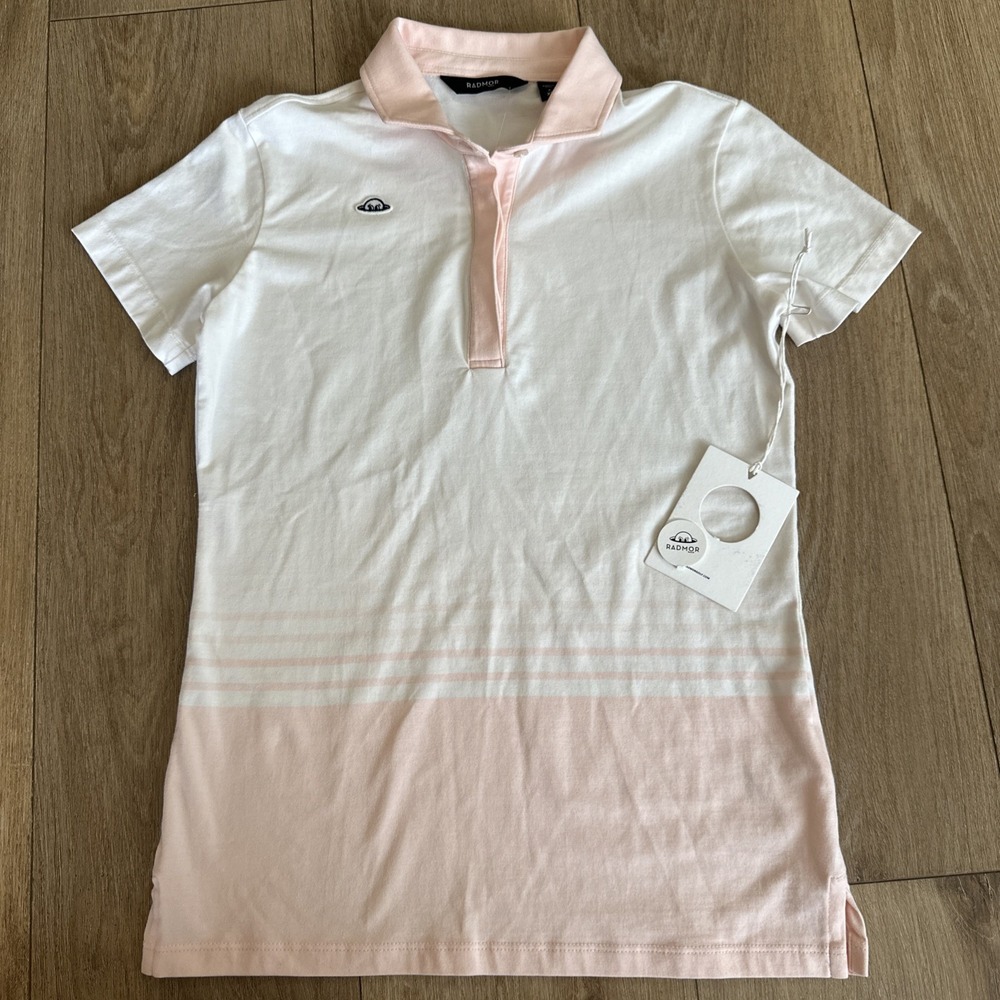 Radmor Lauren Ombré Women's Pale‎ Pink Logo Polo Shirt Size XS NEW